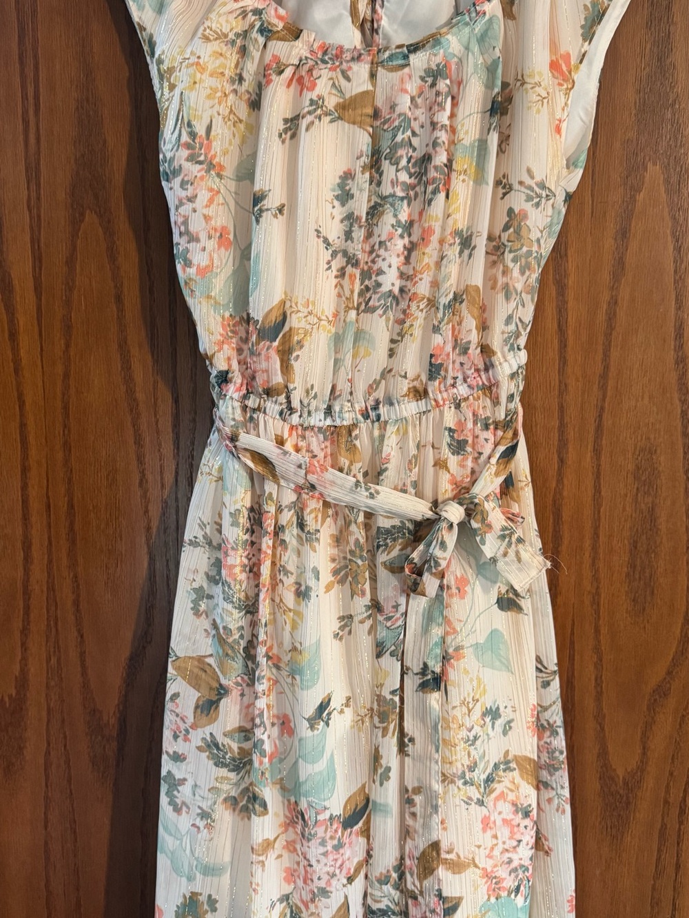 LC Lauren Conrad Cream Maxi Dress with Pastel Floral Print